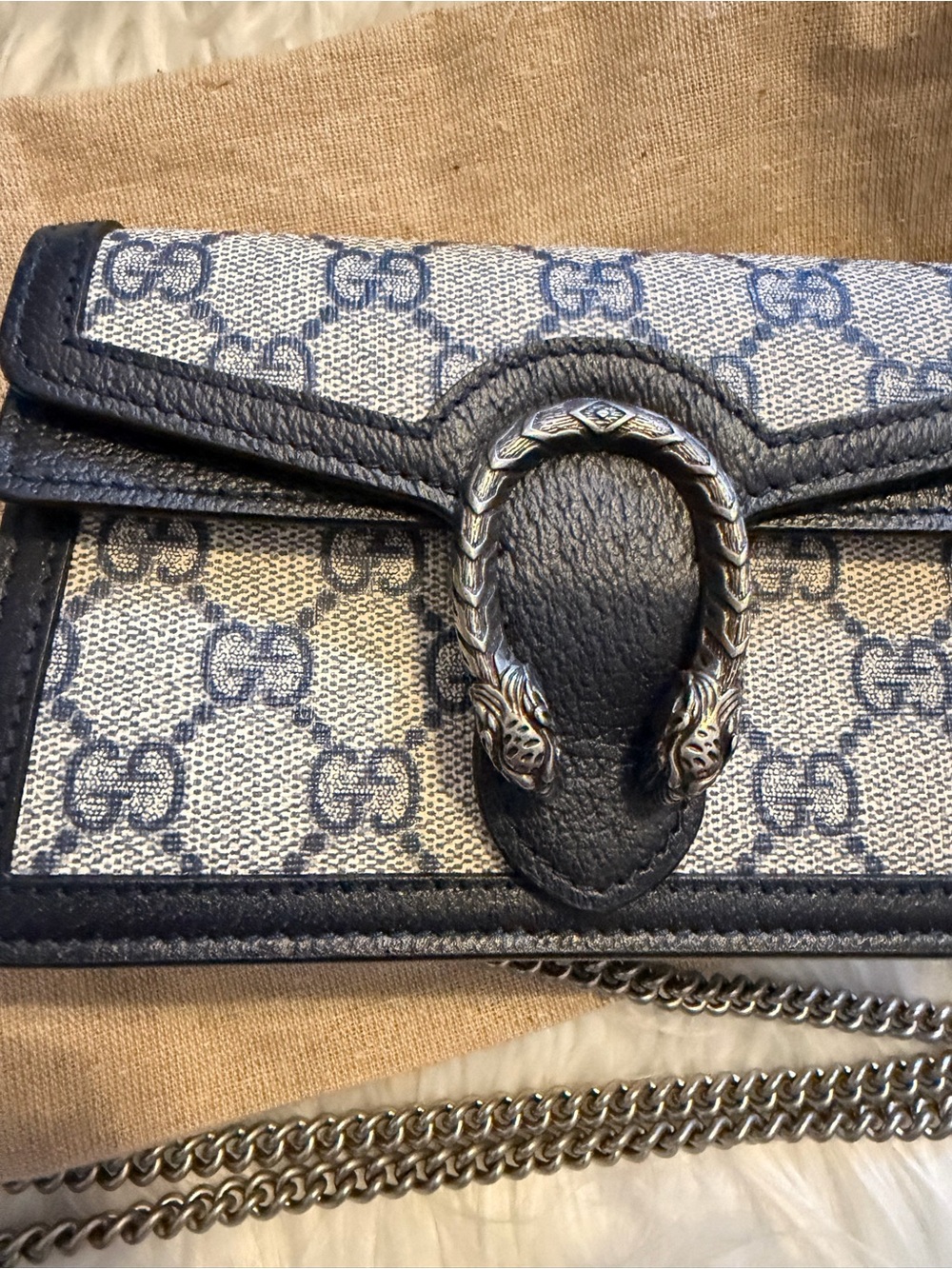 Gucci Blue GG Canvas and Leather Dionysus Crossbody Bag - Picture 4 of 12